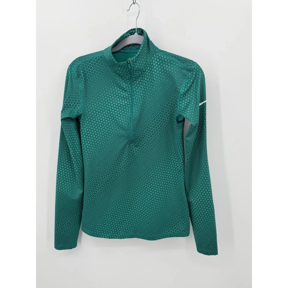 Nike Pro Pullover Men's Medium Blue Geometric All-Over Print Long Sleeve 1/4 Zip